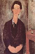 Amedeo Modigliani Portrat des Chaiim Soutine, an einem Tisch sitzend oil painting